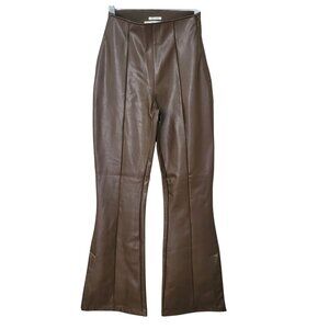 Abercrombie & Fitch Curve Love Vegan Leather Split Hem Flare Pant XXS Short NWT